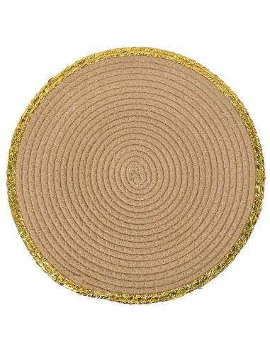 Individual de Mimbre Café Dorado de 38 cm - Protege tu Mesa