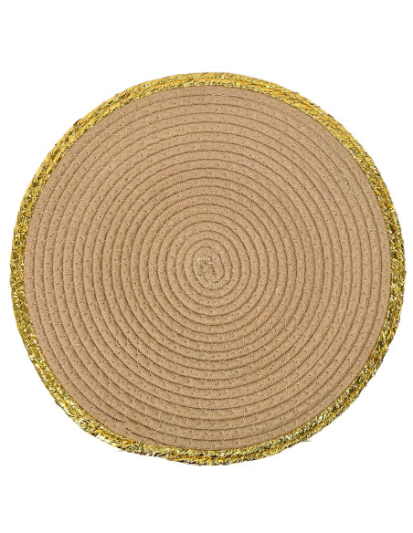 Individual de Mimbre Café Dorado de 38 cm - Protege tu Mesa