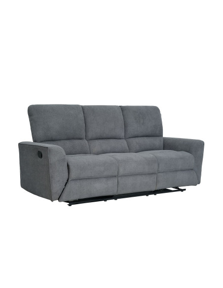 Sofá reclinable 3 cuerpos Alaska gris oscuro