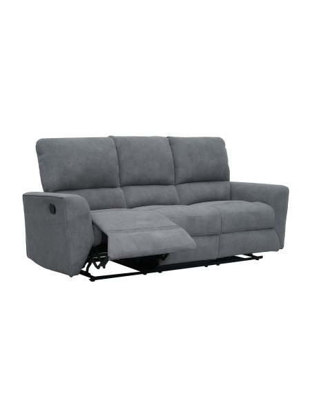 Sofá reclinable 3 cuerpos Alaska gris oscuro