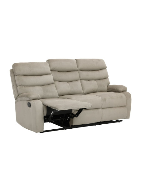 Sofá reclinable 3 cuerpos Logan gris claro