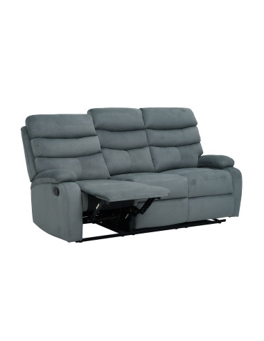 Sofá reclinable 3 cuerpos Logan gris oscuro