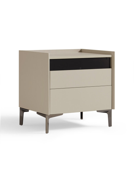 Velador 2 cajones Prisma gris claro