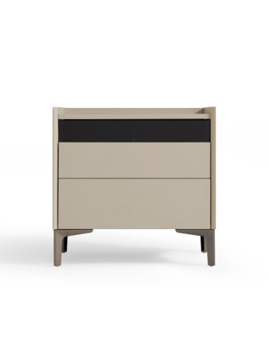 Velador 2 cajones Prisma gris claro