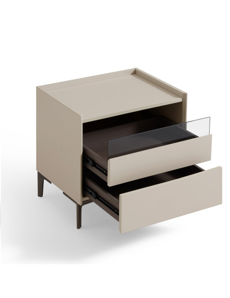 Velador 2 cajones Prisma gris claro