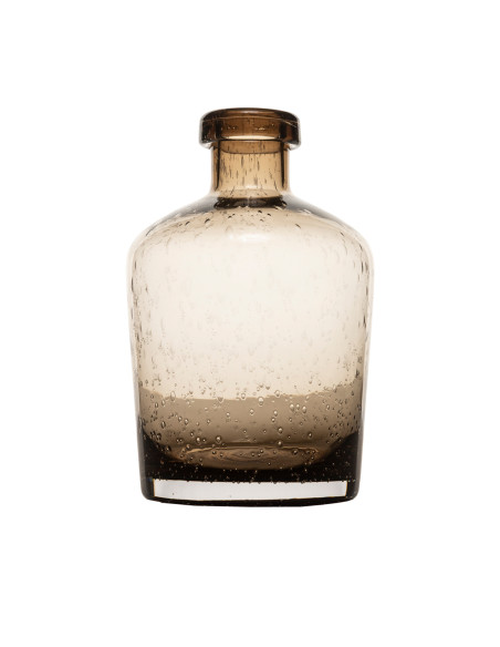 Florero vidrio botella sepia 18cm