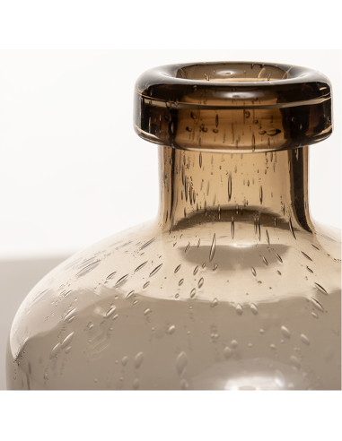 Florero vidrio botella sepia 18cm