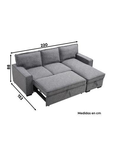 Sofá seccional cama Guido gris oscuro