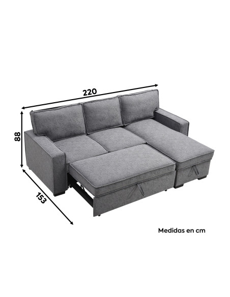 Sofá seccional cama Guido gris oscuro