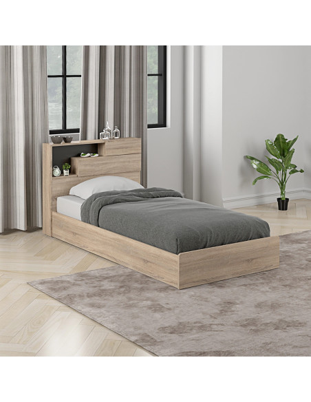 Cama 1 plaza Boegel café claro 190x91cm