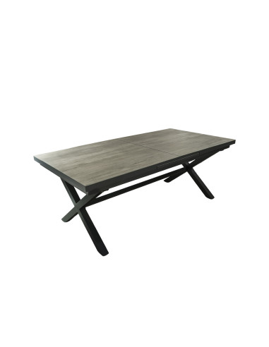 Mesa terraza extensible Ravello vidrio templado gris 152/200cm