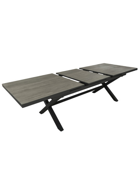 Mesa terraza extensible Ravello vidrio templado gris 152/200cm