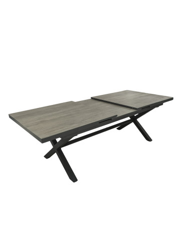Mesa terraza extensible Ravello vidrio templado gris 200/260cm
