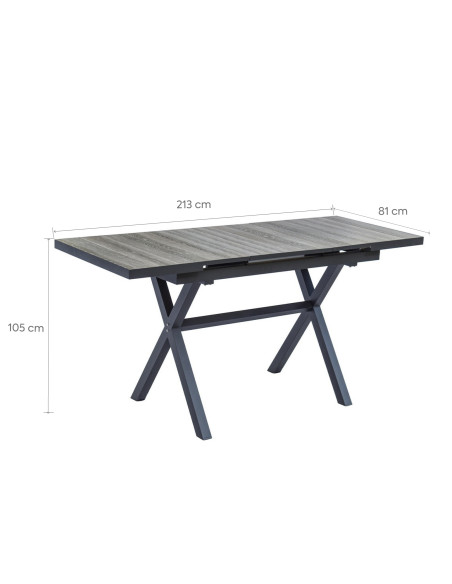 Mesa Bar Terraza Extensible Lucca Gris 8 Puestos - Terraza