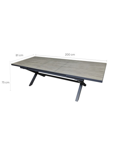Mesa terraza extensible Ravello vidrio templado gris 152/200cm