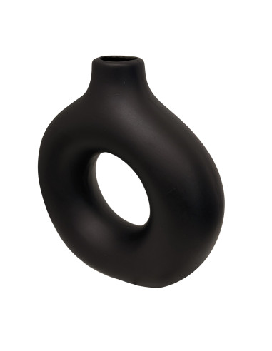 Florero cerámica Tromso 18x19.3cm negro