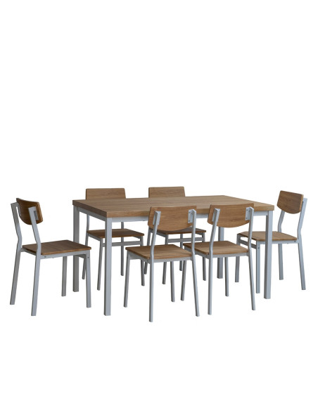 Juego comedor 6 sillas Alberta blanco