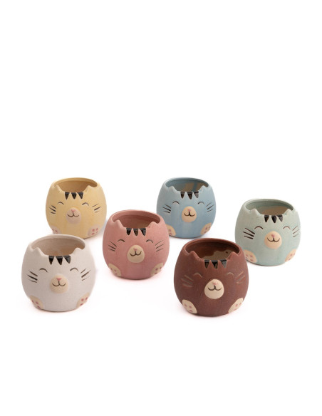 Macetero gato colores surtidos 8.7cm