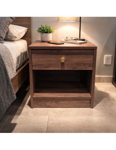 Velador Boegel Café - Elegante y Funcional para Dormitorio