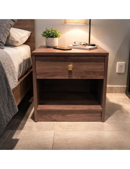 Velador Boegel Café - Elegante y Funcional para Dormitorio