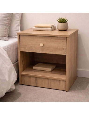 Velador Boegel Café Claro - Elegante y Funcional para Dormitorio