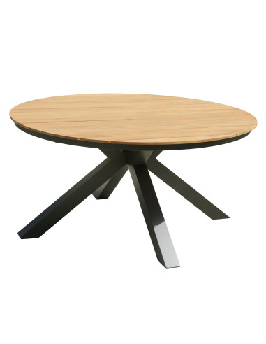 Mesa Terraza Asturias teca aluminio gris 150cm