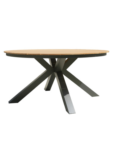 Mesa Terraza Asturias teca aluminio gris 150cm