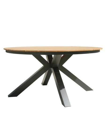 Mesa Terraza Asturias teca aluminio gris 150cm