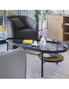 Mesa Centro Maija Vidrio Templado Estructura Metal - Living 2