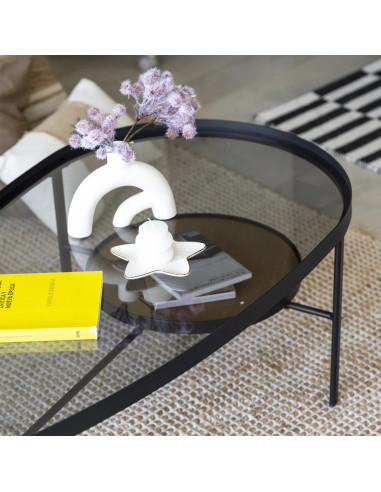 Mesa Centro Maija Vidrio Templado Estructura Metal - Living