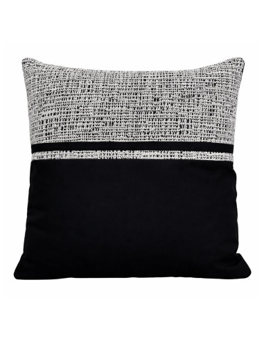 Cojín 42x42cm Gris Negro - Cojín Decorativo Bicolor Moderno