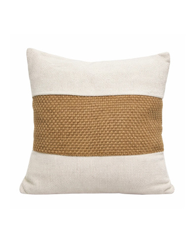 Cojín de Yute Blanco 42x42 cm - Decoración Natural y Elegante