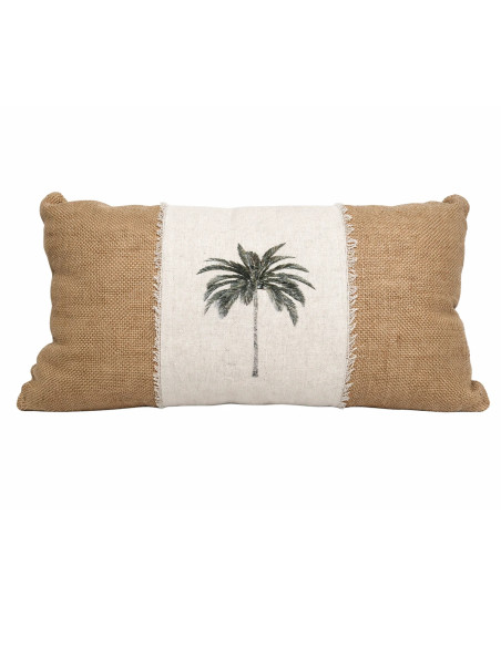 Cojín de Yute con Estampado de Palmeras 50x30 cm