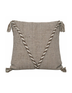 Cojín Boho 45x45 cm Blanco/Café - Decoración Étnica y Bohemia