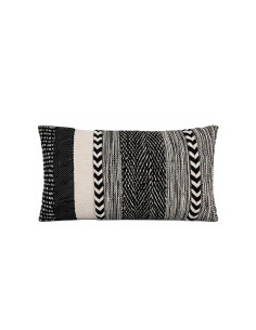 Cojín Boho Blanco y Negro con Líneas 50x30 cm - Decoración