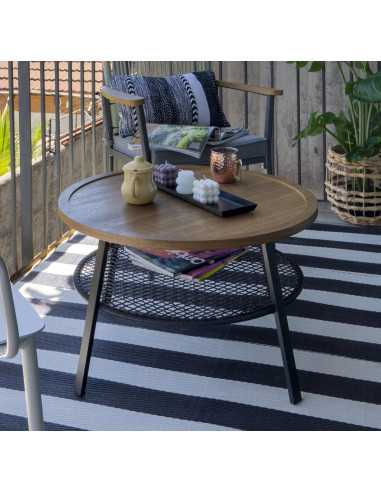 Mesa de Centro Birgit - Madera y Ratán para Living Moderno