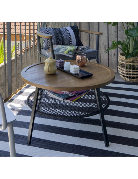 Mesa de Centro Birgit - Madera y Ratán para Living Moderno