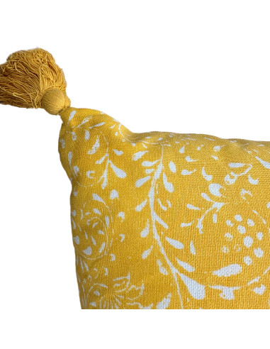 Cojín Pompones Print Mostaza 45x45cm - Decoración Hogar