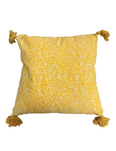 Cojín Pompones Print Mostaza 45x45cm - Decoración Hogar