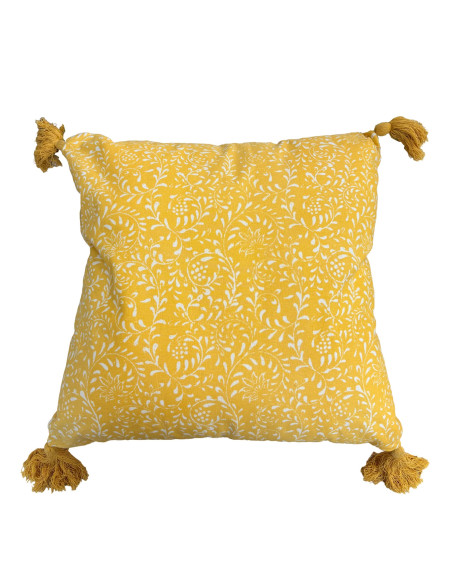 Cojín Pompones Print Mostaza 45x45cm - Decoración Hogar