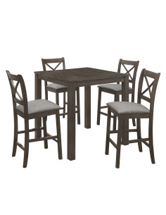 Juego comedor bar 4 sillas Amberes gris