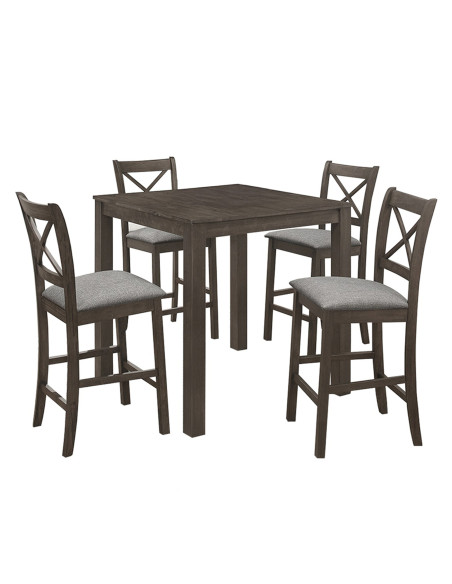 Juego comedor bar 4 sillas Amberes gris