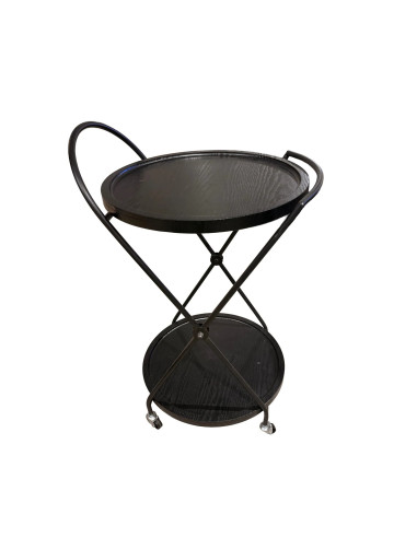 Carro Bar de 2 Niveles Negro - Muebles de Comedor Modernos