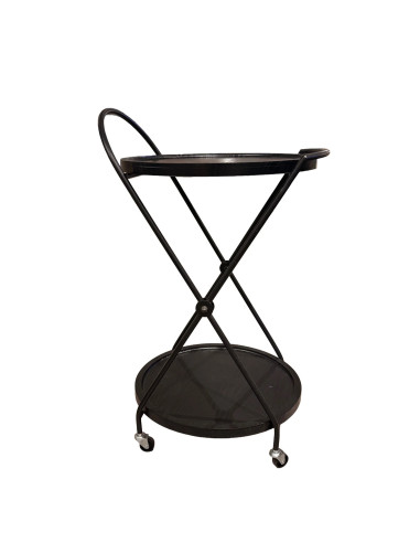 Carro Bar de 2 Niveles Negro - Muebles de Comedor Modernos