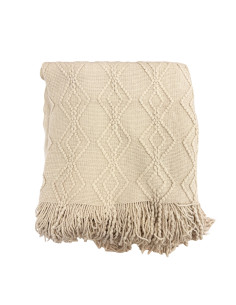 Manta Rombos Beige 130x170cm - Textil Hogar de Calidad