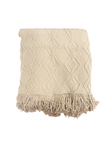 Manta Rombos Beige 130x170cm - Textil Hogar de Calidad
