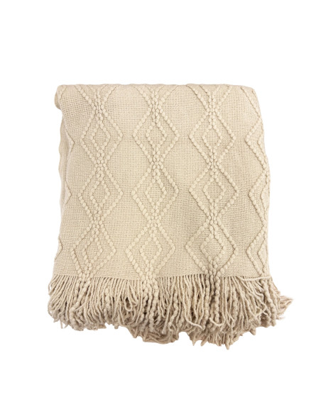 Manta Rombos Beige 130x170cm - Textil Hogar de Calidad
