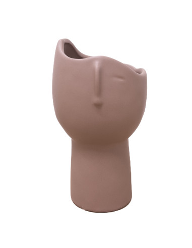 Florero Cerámica Cara Taupe 18cm - Decoración Elegante