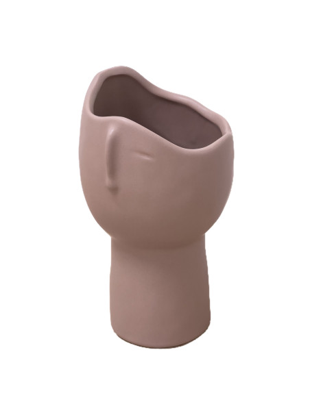 Florero Cerámica Cara Taupe 18cm - Decoración Elegante