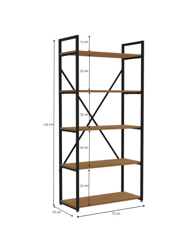 Estante industrial Novi 5 niveles canela